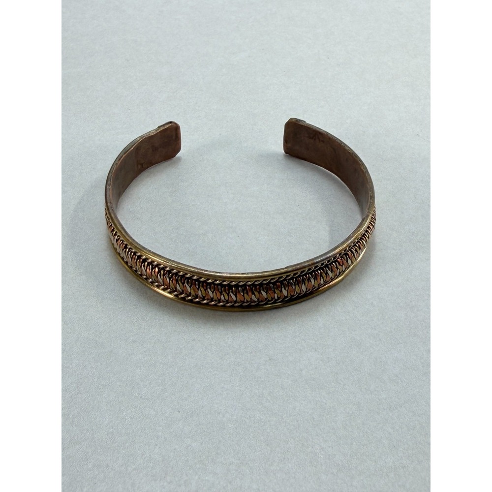 Stunning Isha Life Two Tone Copper Brass Braided Cuff Bracelet Adjustable